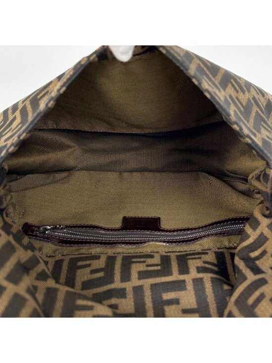 Fendi Zucca Pattern Shoulder Bag Mamma Bucket Canvas Brown